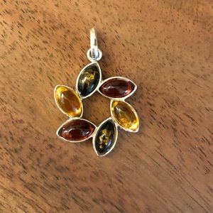 Sterling silver amber pendant